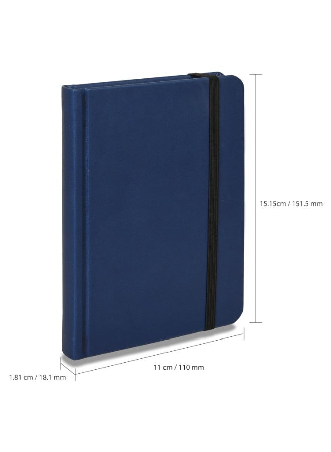 FIS® Hard Cover Notebook, Italian PU Materials, A6 Size(105x148mm),240 Pages,Single Line Ruling, Round Corners with Elastic Band Closure,70gsm Italian Ivory Paper,1 Piece, Blue Cover Color-FSNBSL1605 - Image 2